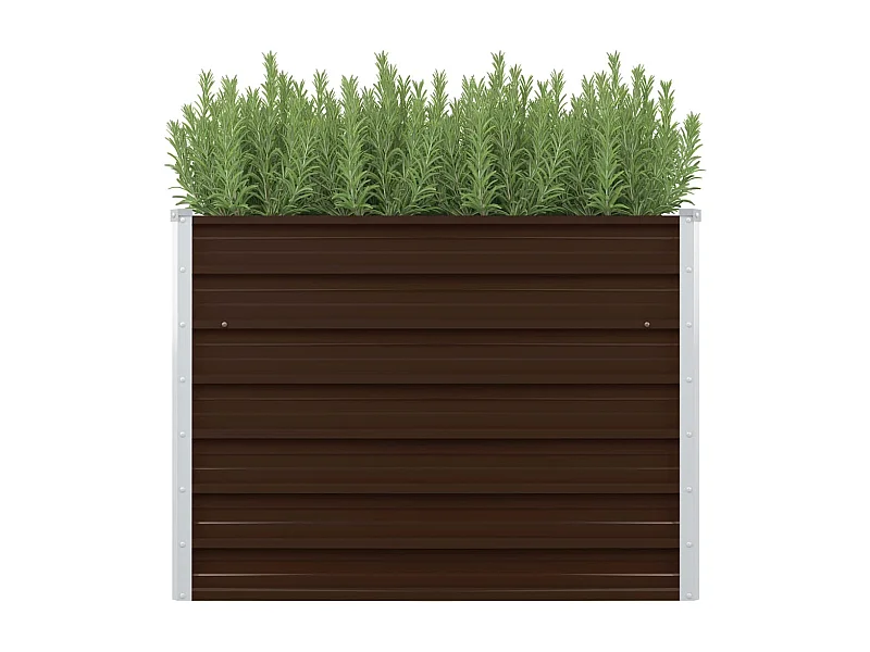 Floreira elevada marrom 100 x 100 x 77 cm plantas de jardim flores aço galvanizado 02_0000857