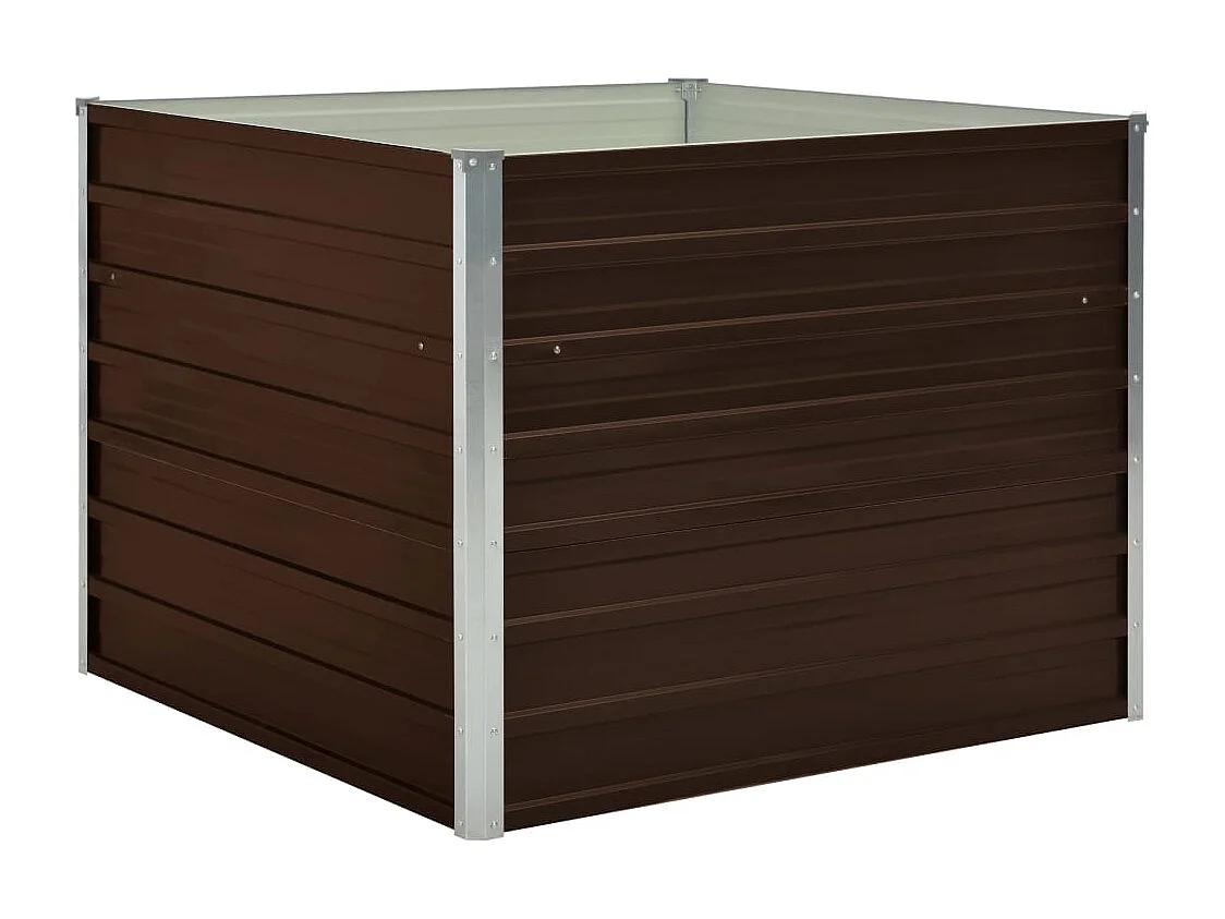 Fioriera rialzata marrone 100 x 100 x 77 cm per piante e fiori da giardino acciaio zincato 02_0000857