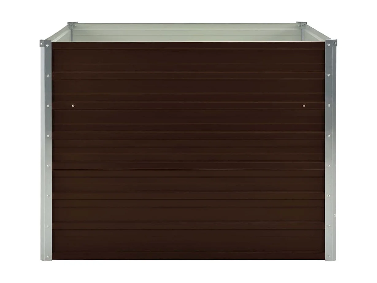 Fioriera rialzata marrone 100 x 100 x 77 cm per piante e fiori da giardino acciaio zincato 02_0000857
