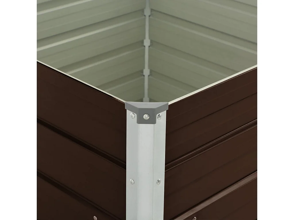 Fioriera rialzata marrone 100 x 100 x 77 cm per piante e fiori da giardino acciaio zincato 02_0000857