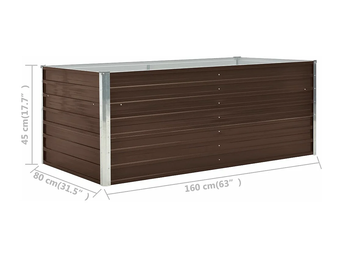 Jardinera 160 x 80 x 45 cm acero galvanizado marrón 02_0000794