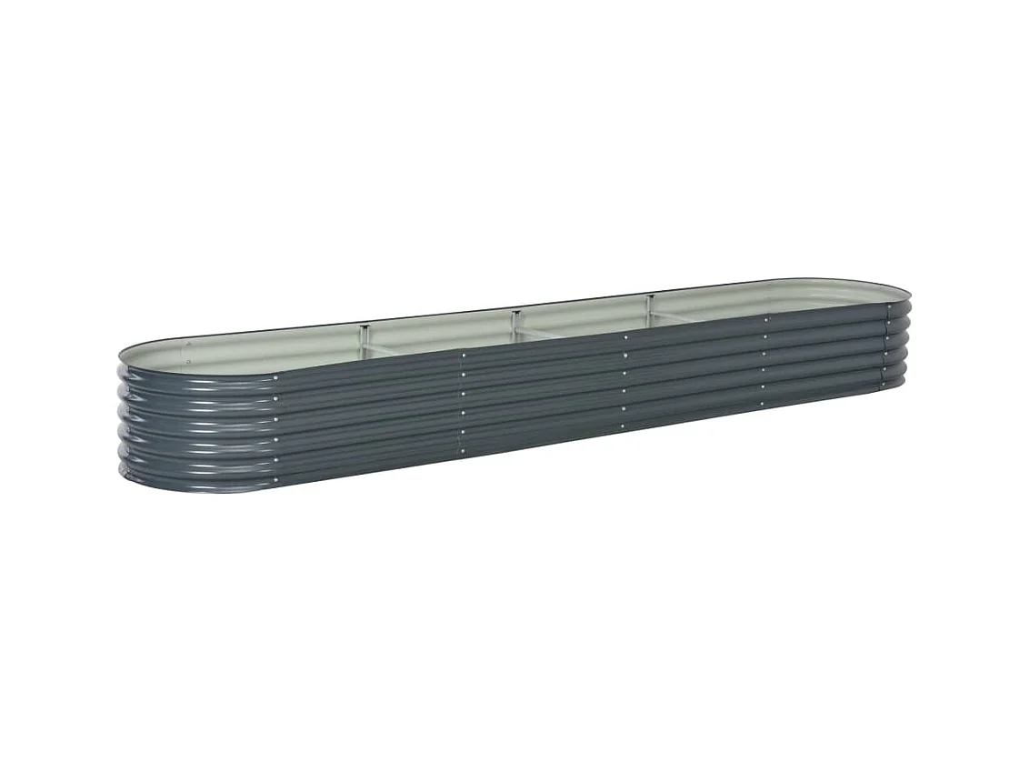Macetero elevado plantas flores jardín 400 x 80 x 44 cm acero galvanizado gris 02_0001051
