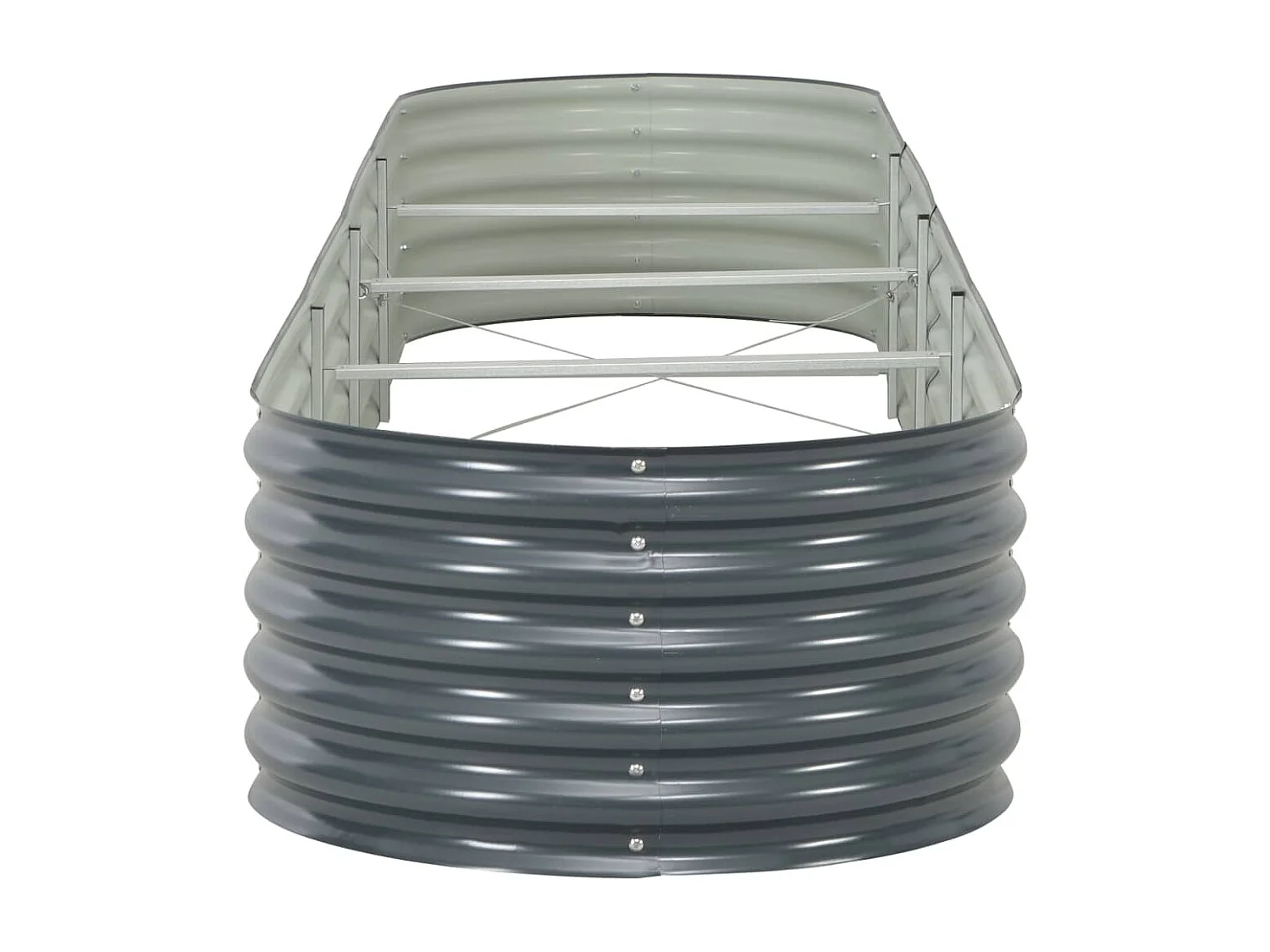 Fioriera rialzata per piante e fiori giardino 400 x 80 x 44 cm acciaio zincato grigio 02_0001051