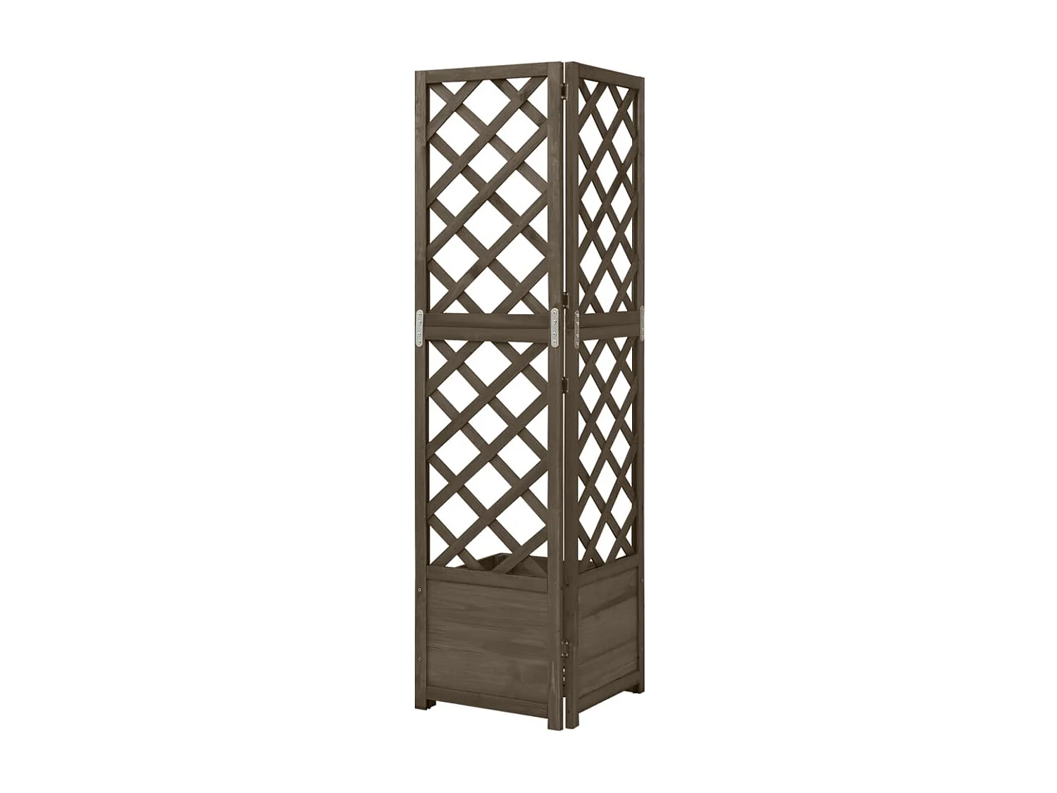Jardinière d'angle en treillis bois marron 40 x 40 x 150 cm 02_0000819