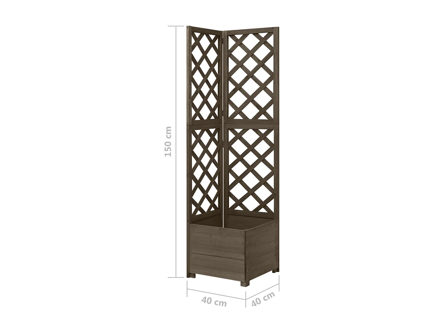 Jardinière d'angle en treillis bois marron 40 x 40 x 150 cm 02_0000819