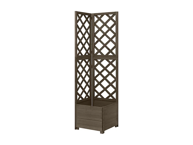 Jardinière d'angle en treillis bois marron 40 x 40 x 150 cm 02_0000819