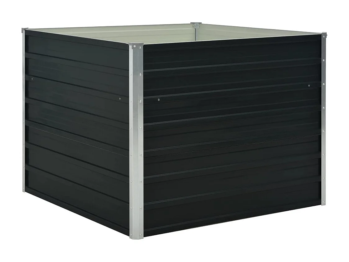 Jardineira elevada antracite 100 x 100 x 77 cm para plantas e flores de jardim aço galvanizado 02_0000853