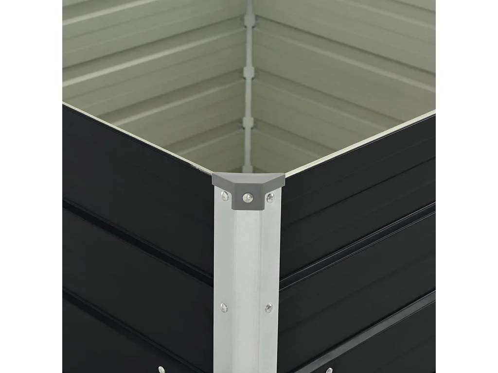 Jardineira elevada antracite 100 x 100 x 77 cm para plantas e flores de jardim aço galvanizado 02_0000853