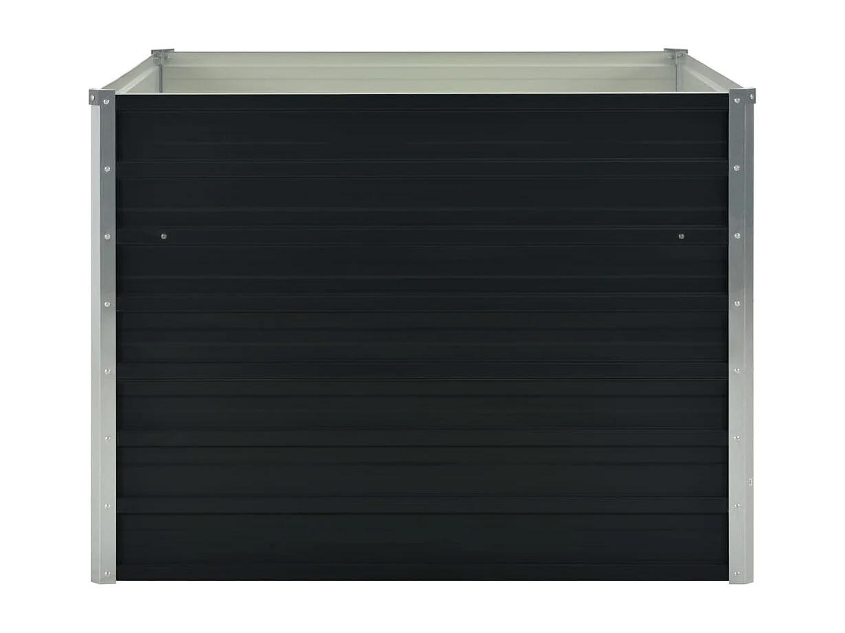 Jardineira elevada antracite 100 x 100 x 77 cm para plantas e flores de jardim aço galvanizado 02_0000853