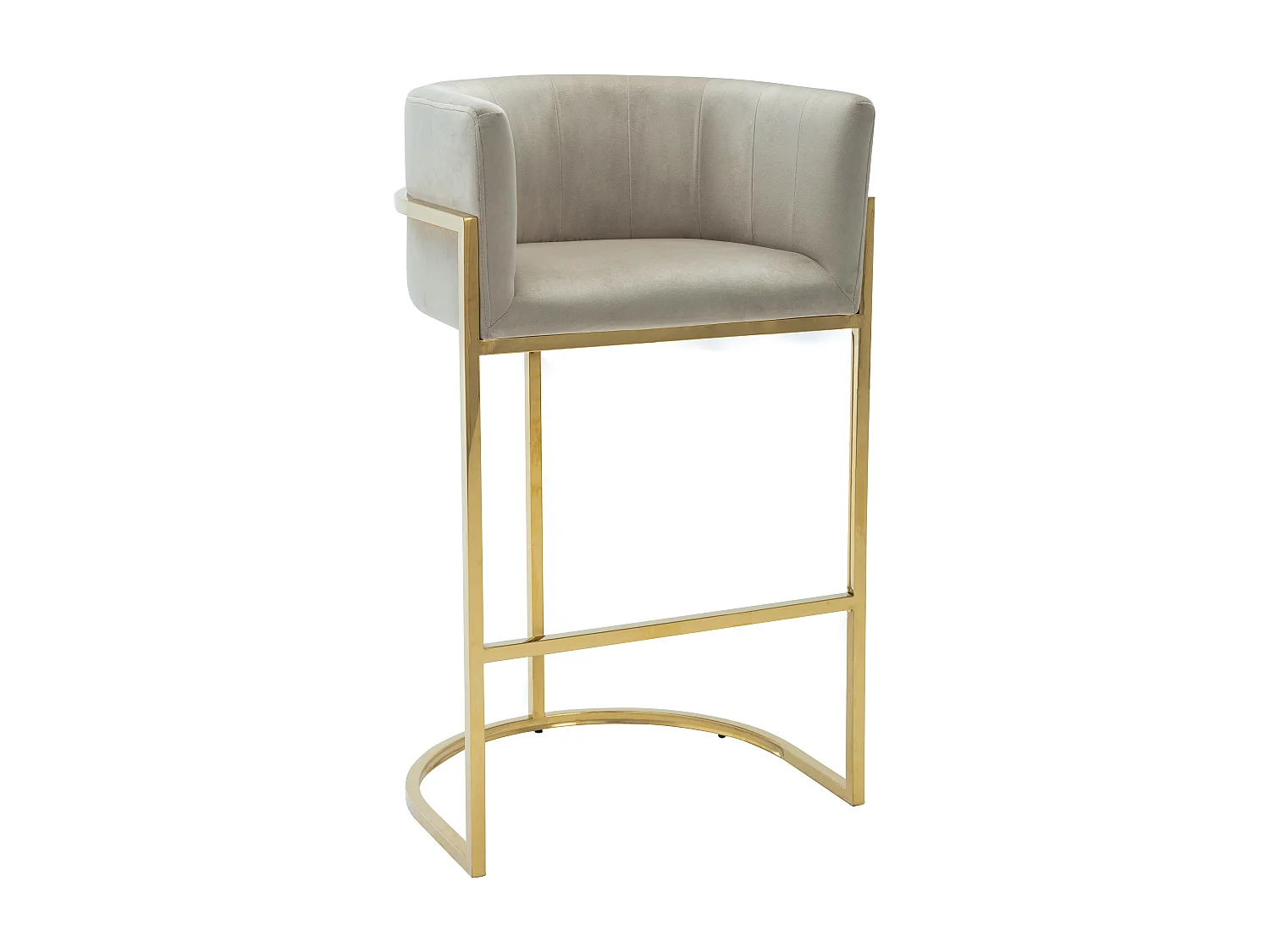 Barhocker 2er-Set - Samt & Edelstahl - Beige & Gold - PERIA von Pascal MORABITO