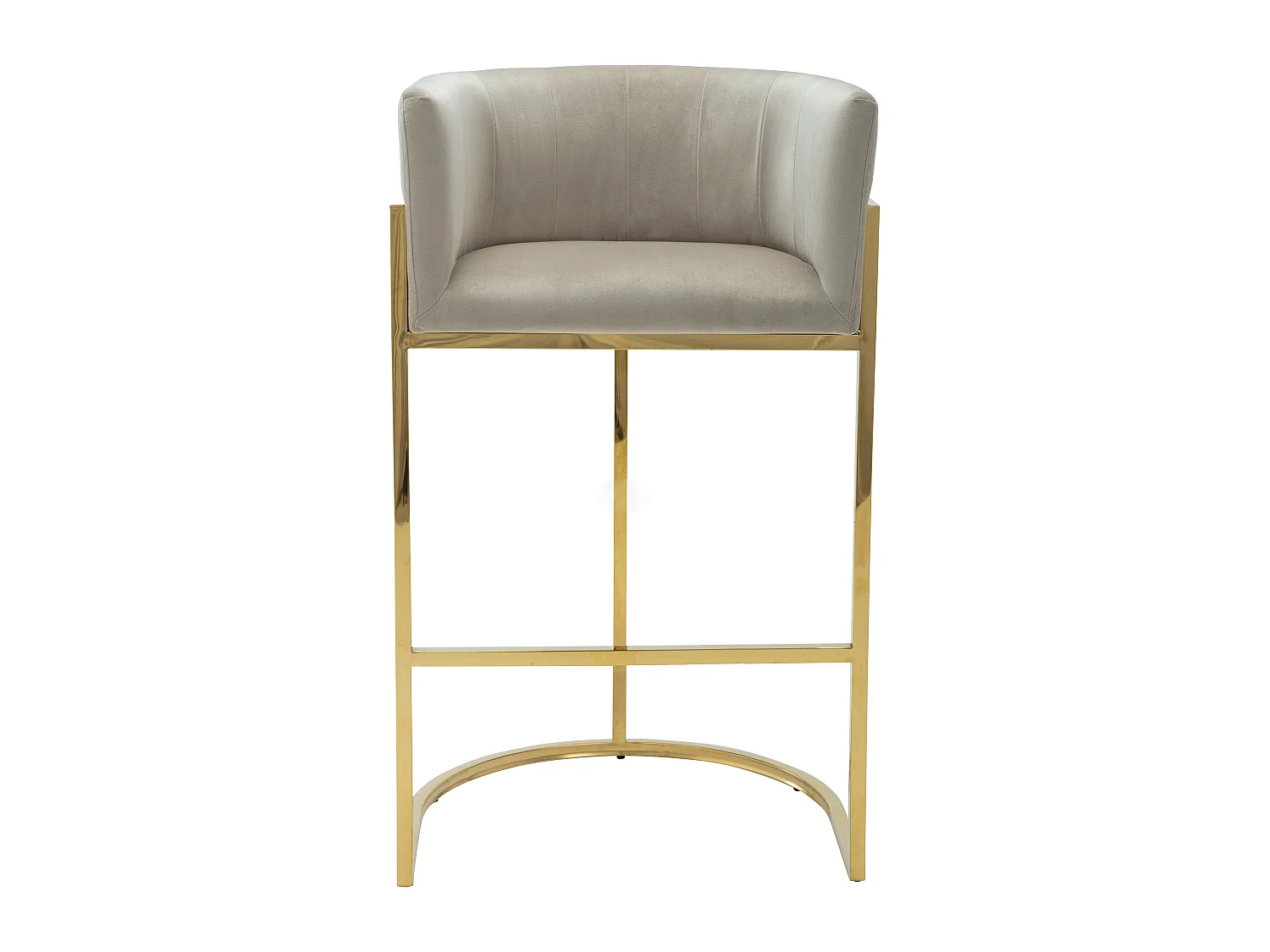 Barhocker 2er-Set - Samt & Edelstahl - Beige & Gold - PERIA von Pascal MORABITO