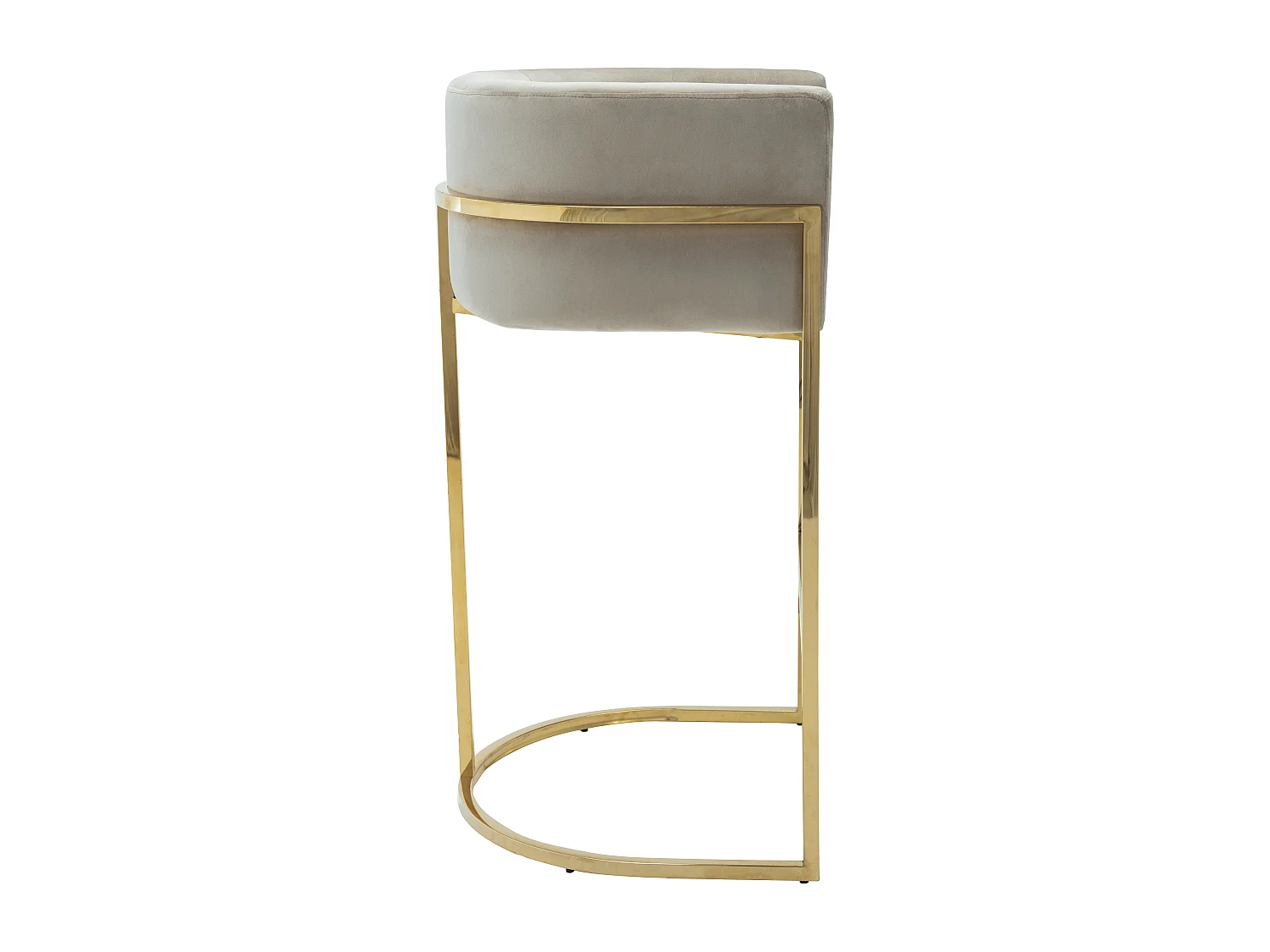 Barhocker 2er-Set - Samt & Edelstahl - Beige & Gold - PERIA von Pascal MORABITO