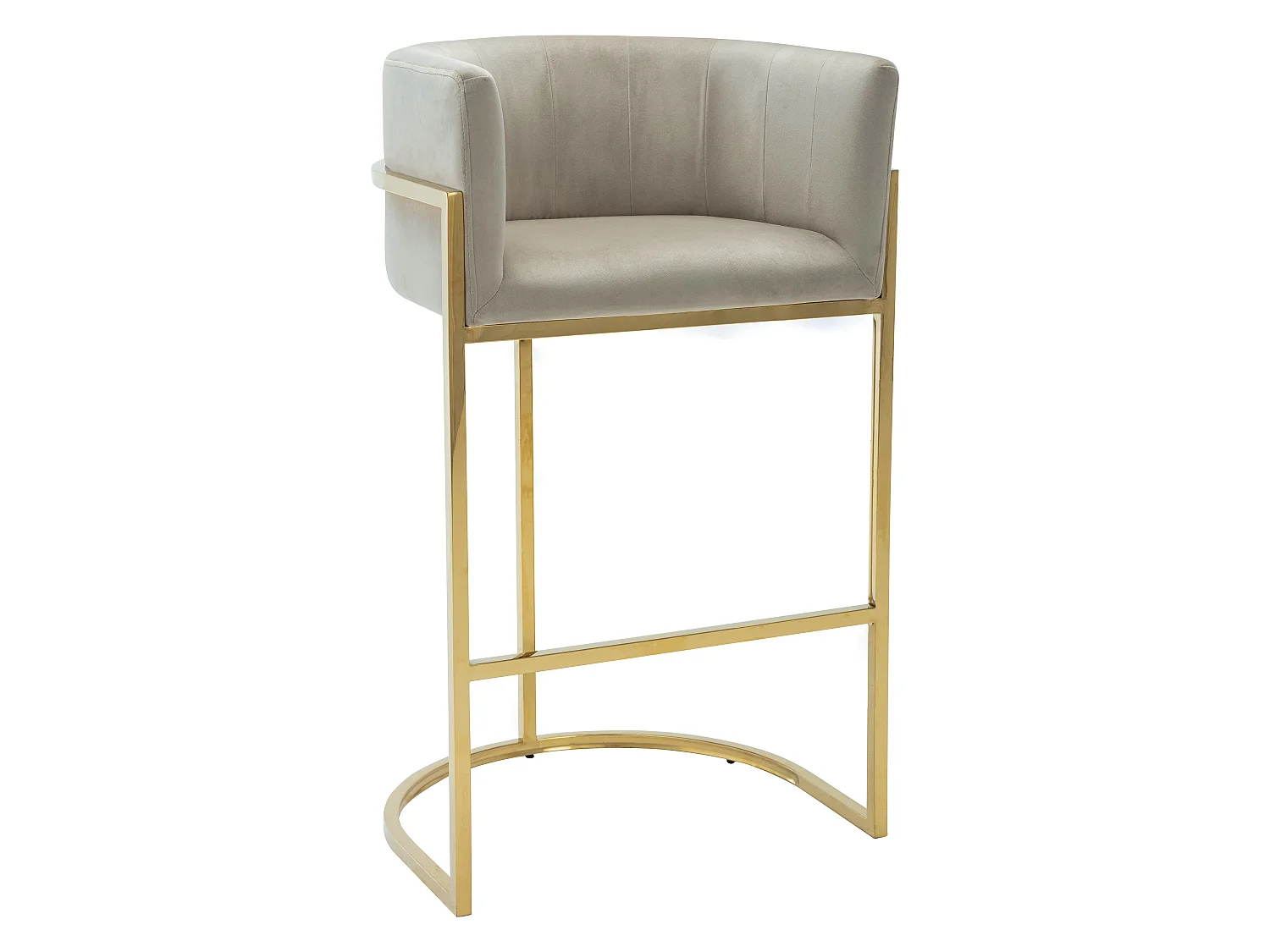 Set van 2 barkrukken van velours en roestvrij staal - Beige en goudkleurig - PERIA - van Pascal Morabito