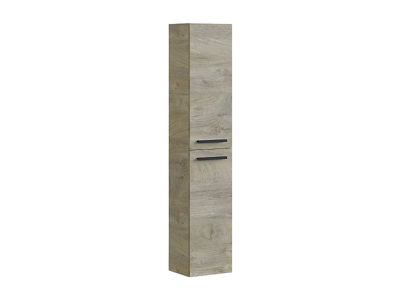 Badezimmersäule Alexandria, Säulenschrank für Badezimmer mit 2 Türen, Hängeschrank mit 2 Einlegeböden, 30x25h150 cm, Eiche