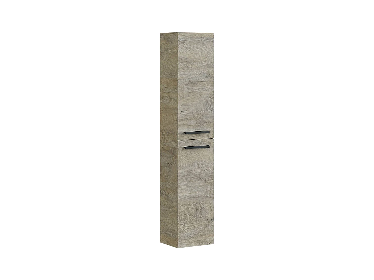Badezimmersäule Alexandria, Säulenschrank für Badezimmer mit 2 Türen, Hängeschrank mit 2 Einlegeböden, 30x25h150 cm, Eiche