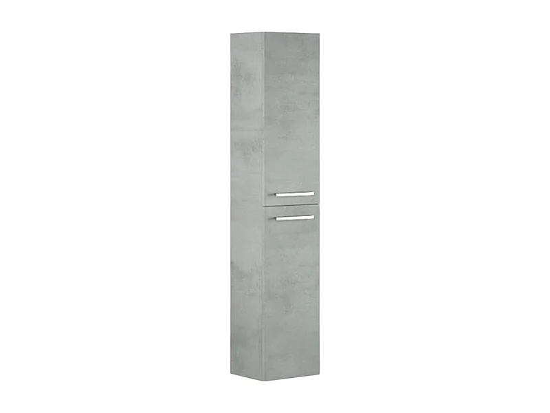 Colonne de salle de bain Alexandria, Armoire colonne de salle de bain avec 2 portes, Armoire murale suspendue avec 2 étagères, 30x25h150 cm, Gris béton