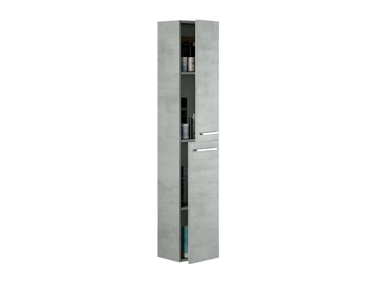 Dmora Kolomkast Alexandria 25x30x150h cm Grijs Cement 2 Verstelbare Planken, Deur opent zijwaarts