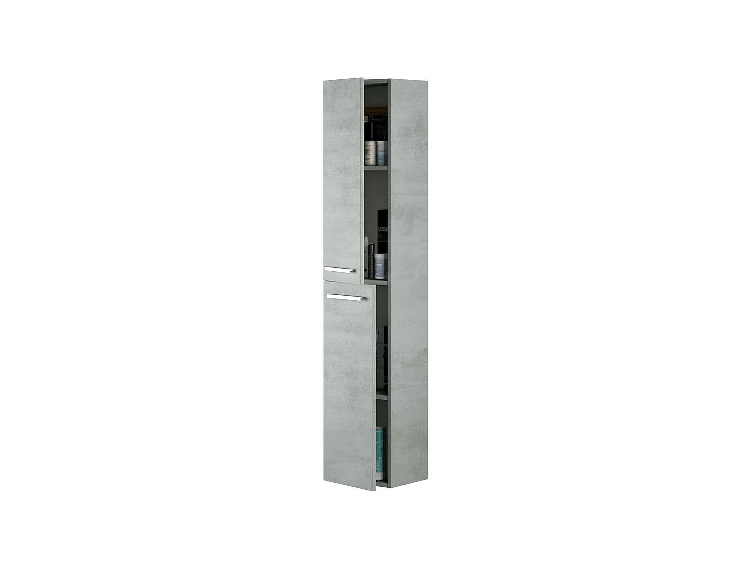 Dmora Kolomkast Alexandria 25x30x150h cm Grijs Cement 2 Verstelbare Planken, Deur opent zijwaarts