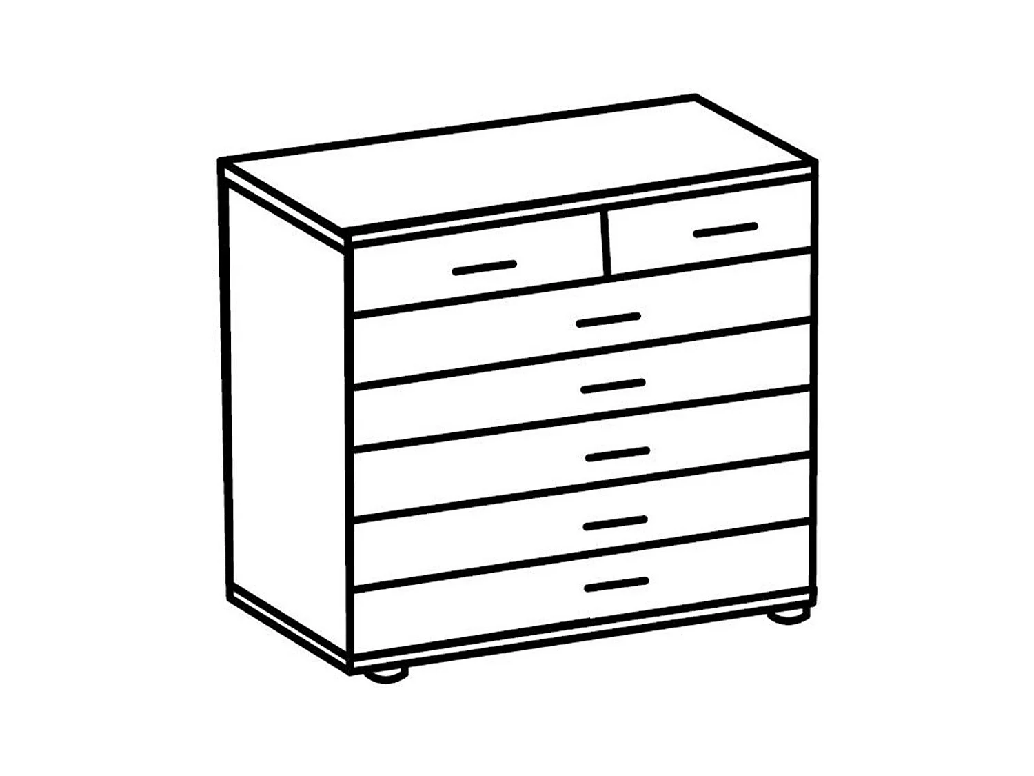 Commode 7 tiroirs décor chêne et graphite - L91 cm