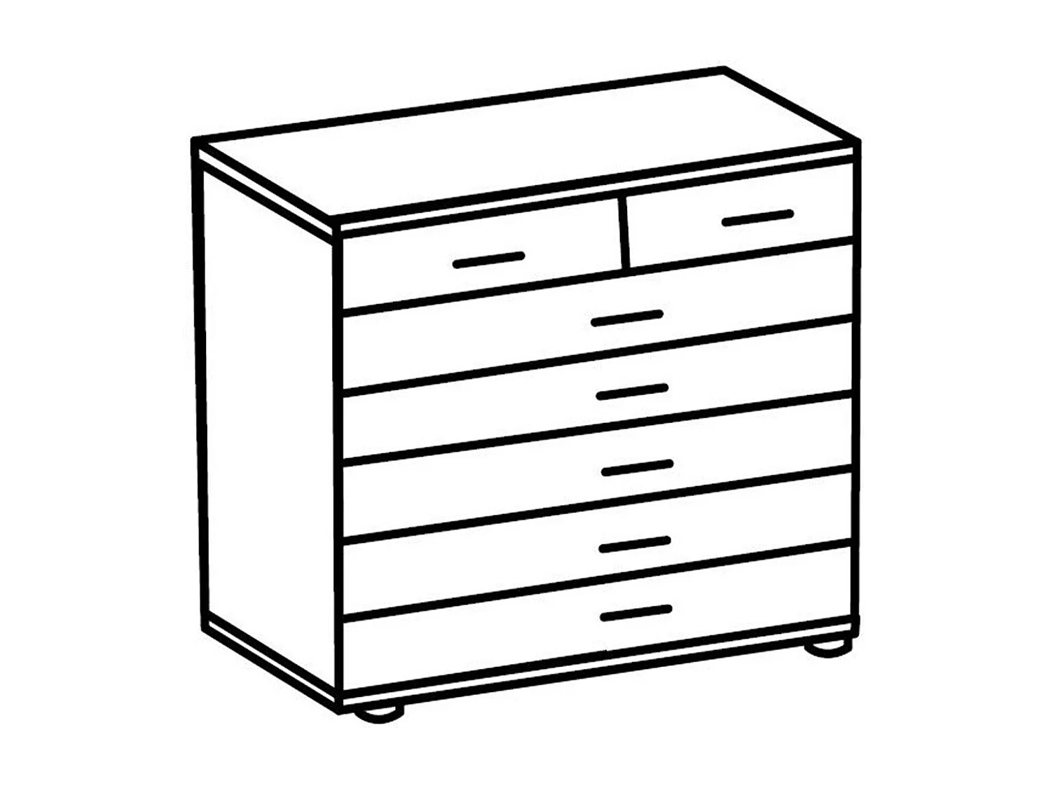 Commode 7 tiroirs décor chêne et graphite - L91 cm