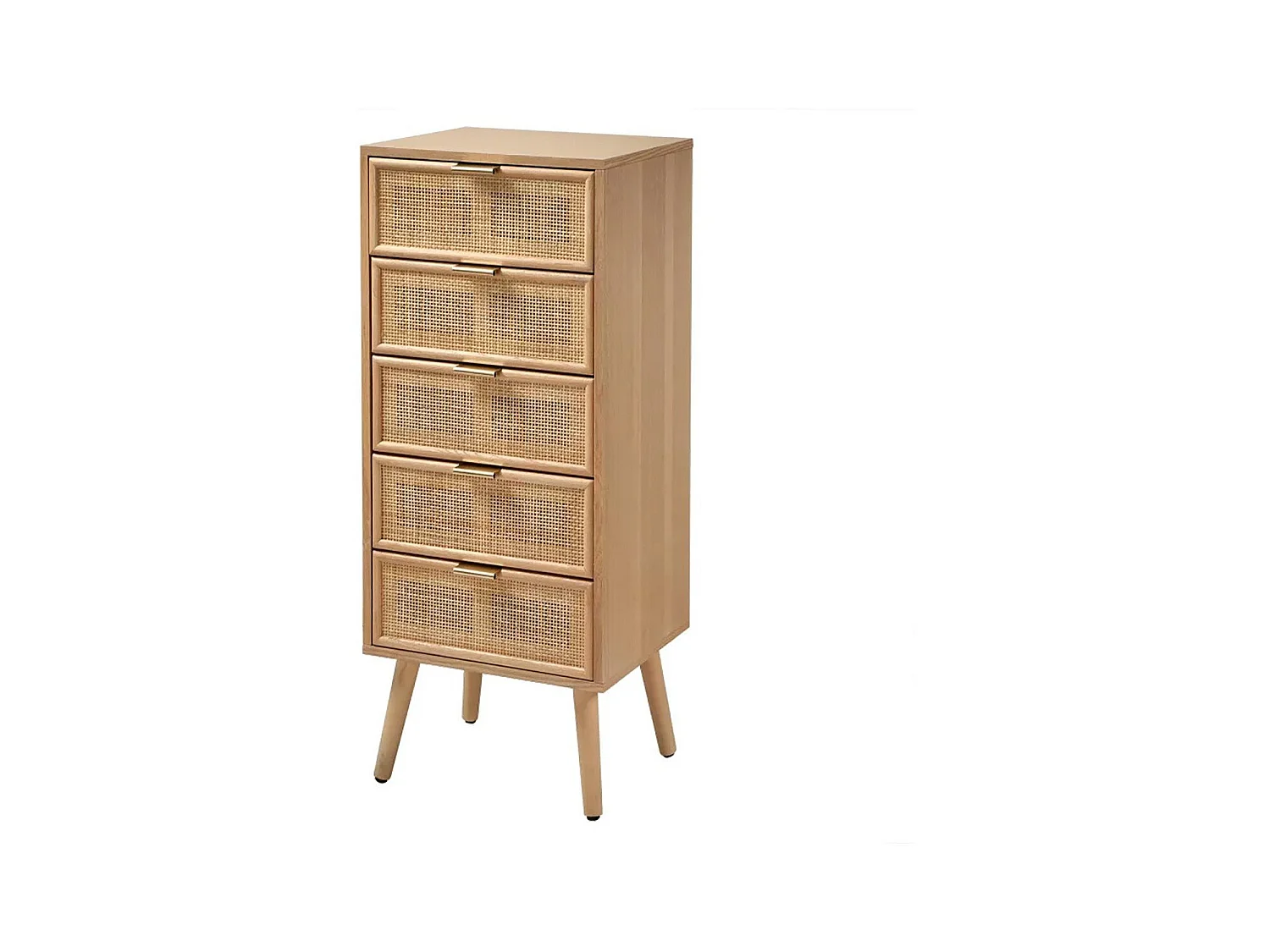 Ladekast met 5 lades en natuurlijke rotan voorkant - L36,5 x H100,5 cm - MIYA