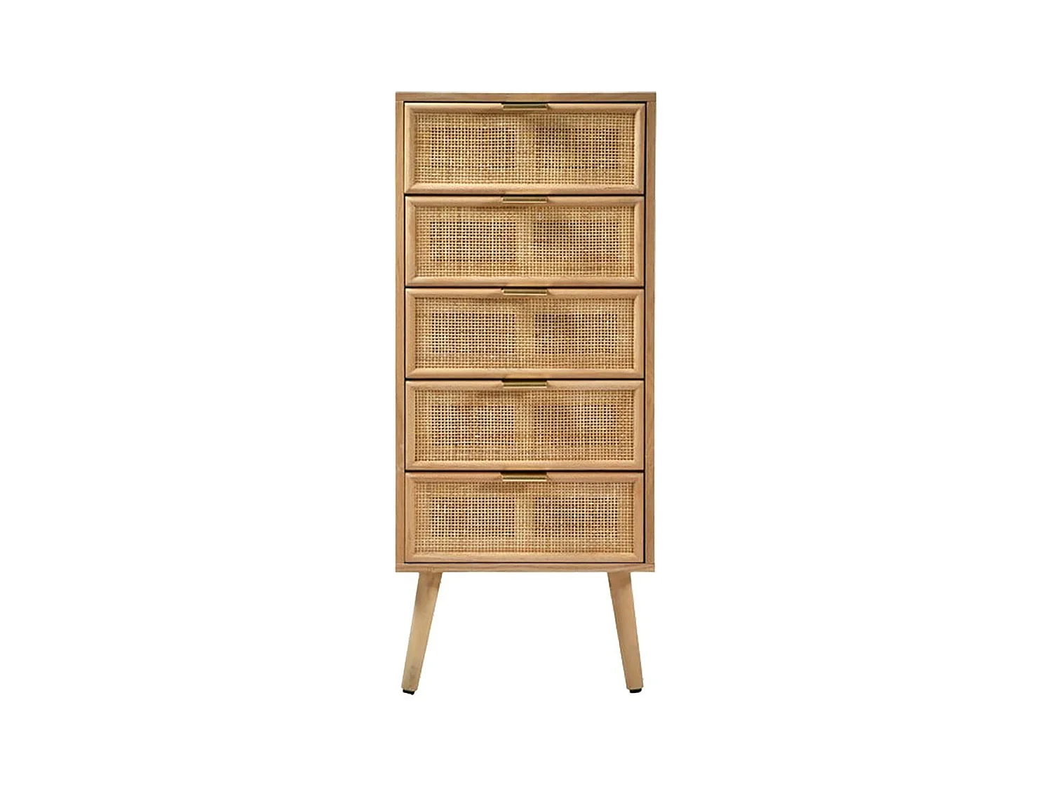 Chiffonnier 5 tiroirs façades en rotin naturel - L36.5 x H100.5 cm - MIYA