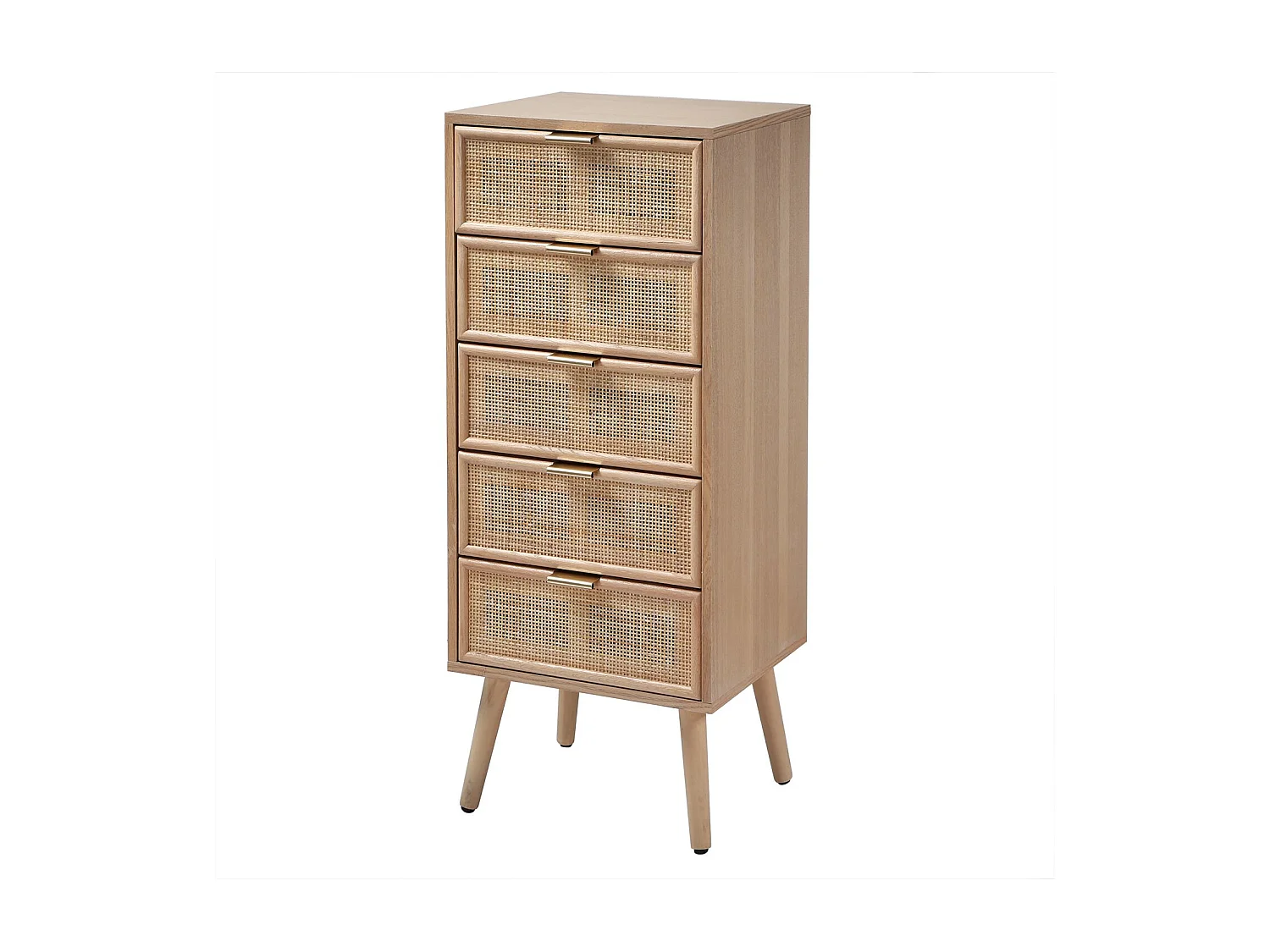 Chiffonnier 5 tiroirs façades en rotin naturel - L36.5 x H100.5 cm - MIYA