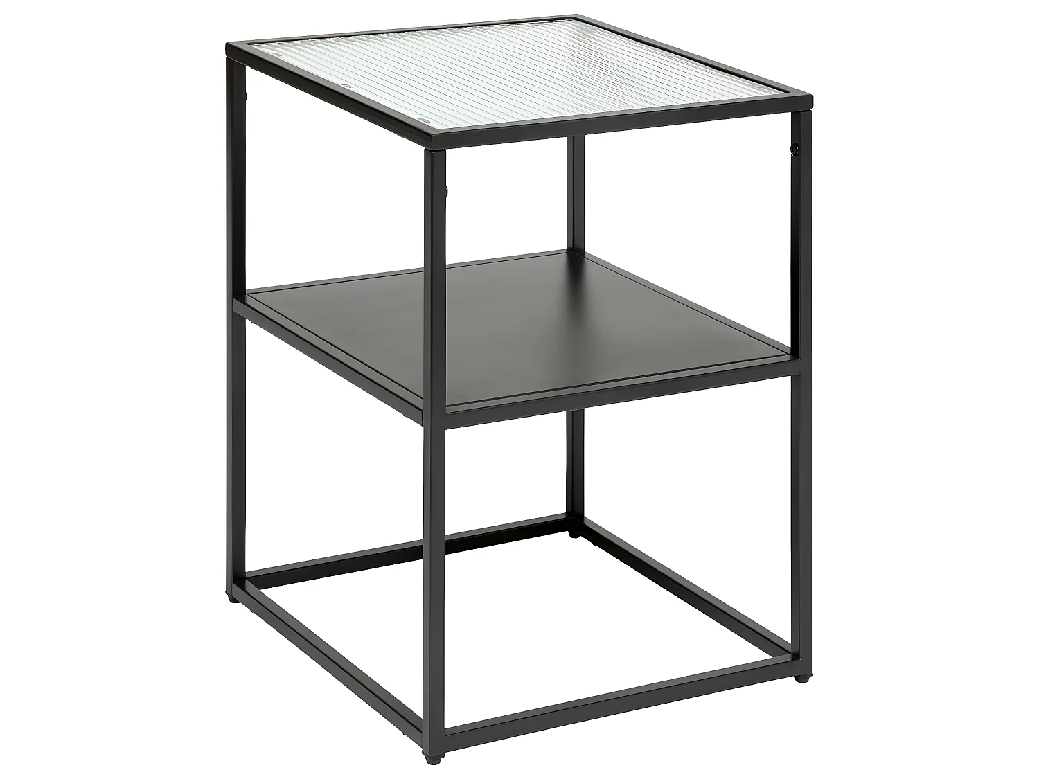 Table d'appoint en Métal Noir et Verre trempé 40 x 40 x 55 cm