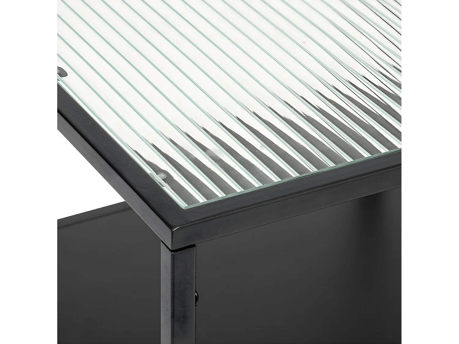 Table d'appoint en Métal Noir et Verre trempé 40 x 40 x 55 cm