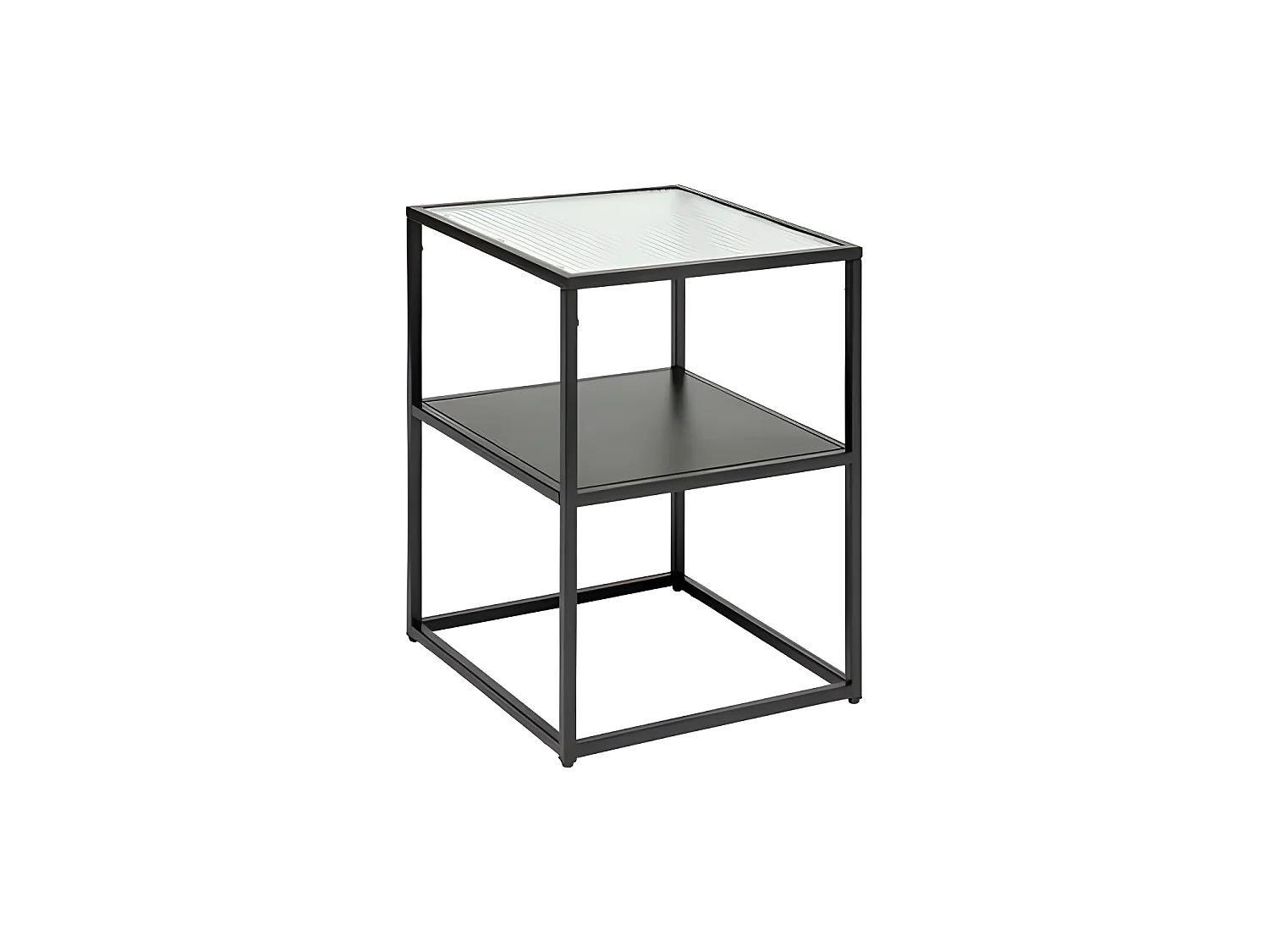 Table d'appoint en Métal Noir et Verre trempé 40 x 40 x 55 cm