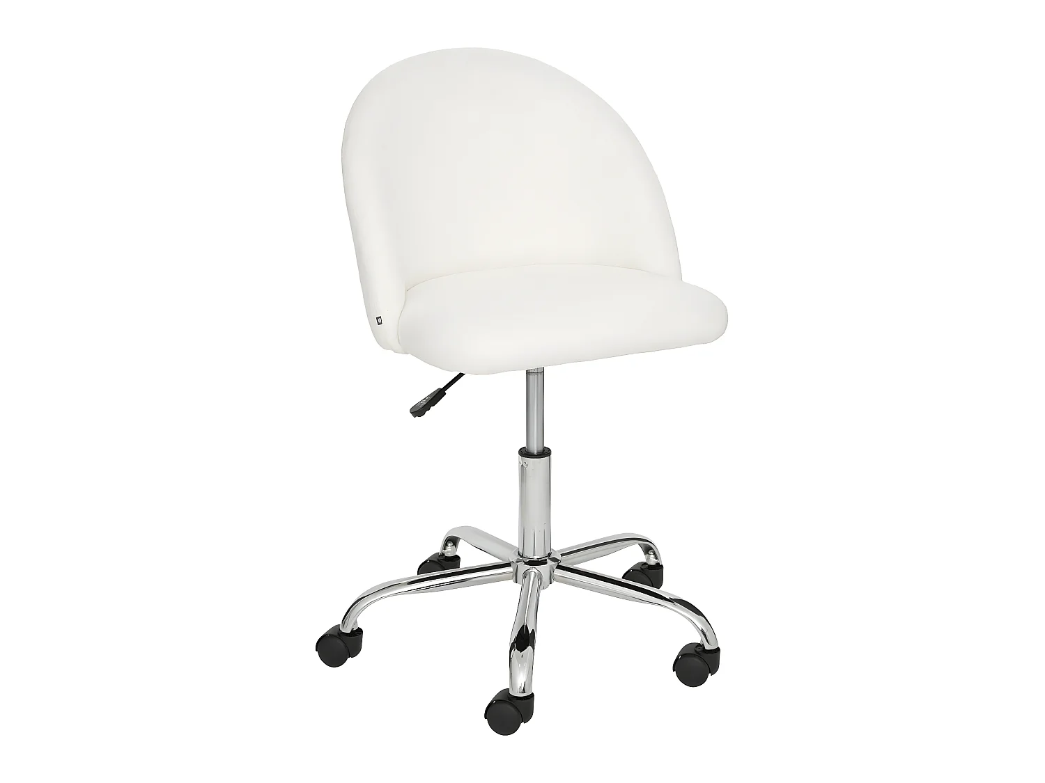 Chaise de bureau tissu Blanc à bouclettes et pieds en métal