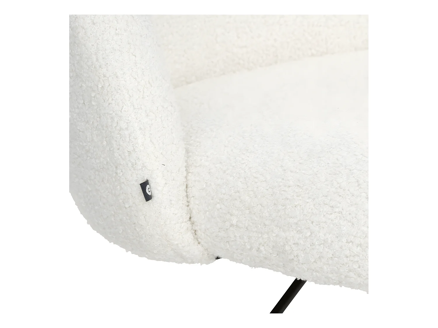 Chaise de bureau tissu Blanc à bouclettes et pieds en métal