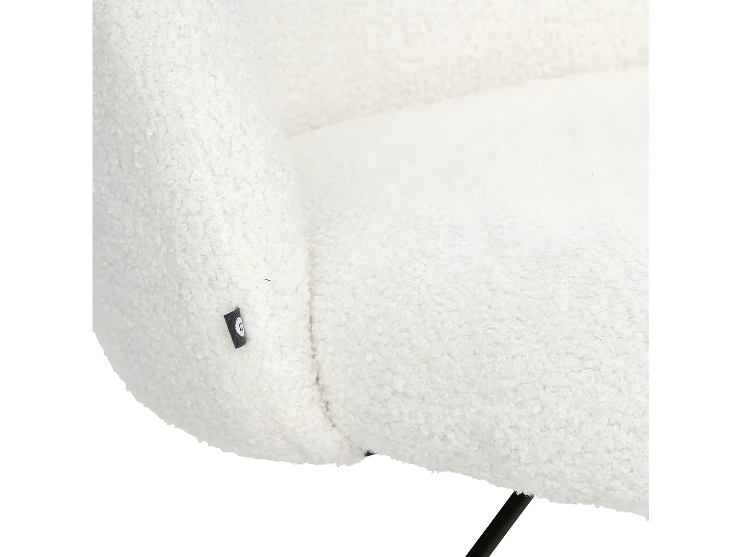 Chaise de bureau tissu Blanc à bouclettes et pieds en métal