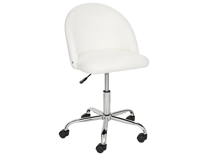 Chaise de bureau tissu Blanc à bouclettes et pieds en métal