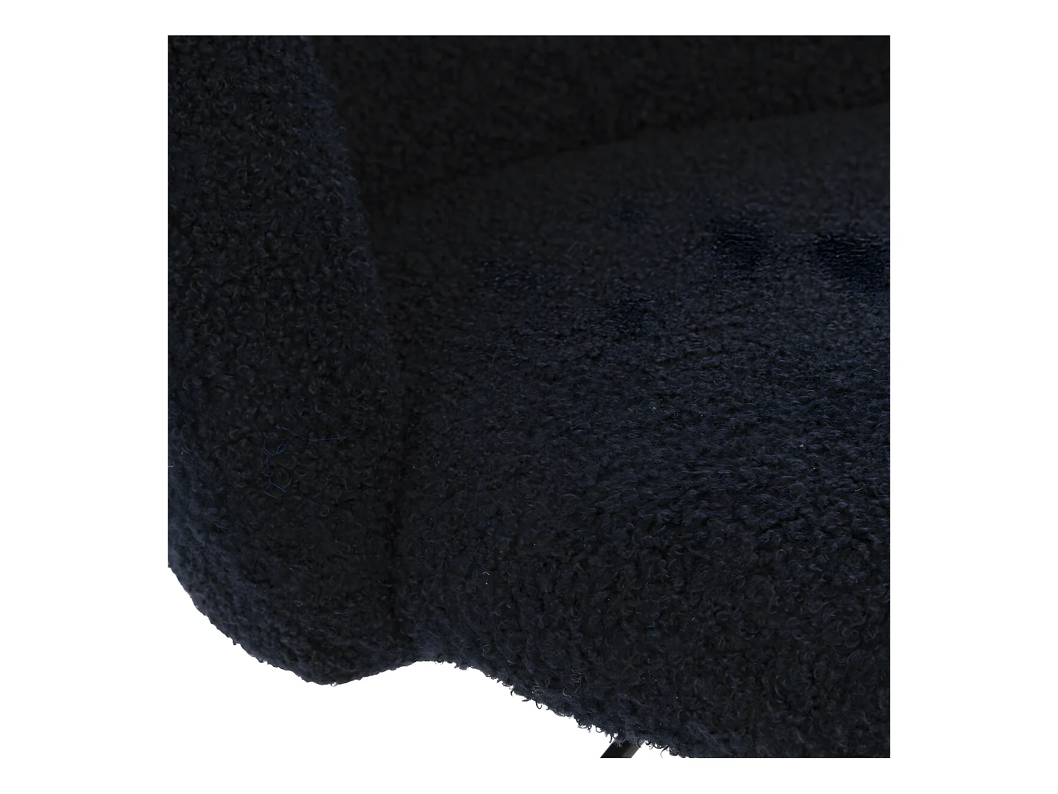 Chaise de bureau tissu  Bleu Encre à bouclettes et pieds en métal