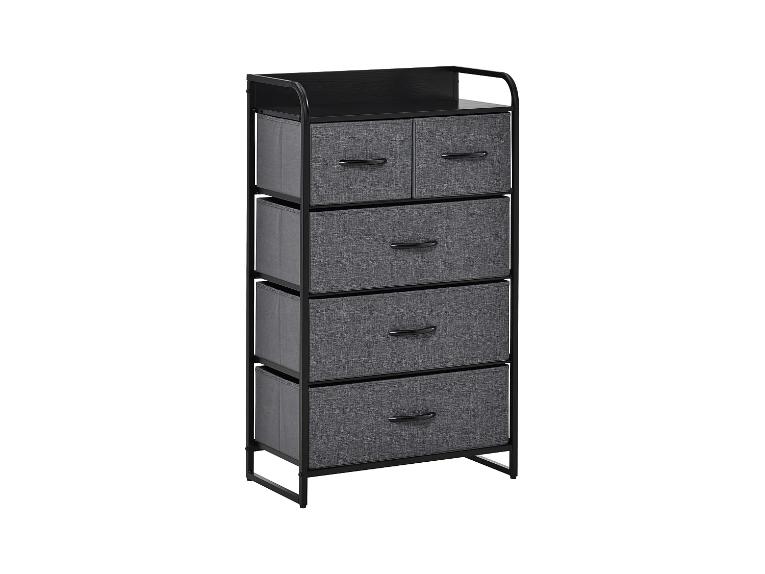 Commode meuble de rangement 5 tiroirs pliables en tissu 58 x 29 x 99 cm gris
