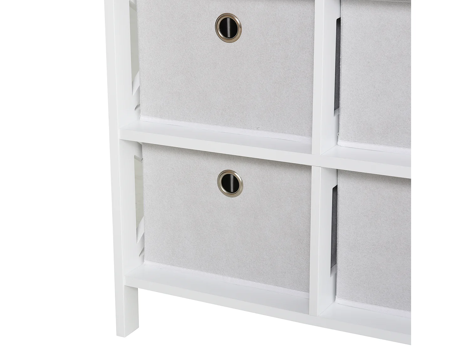 Meuble de rangement commode design contemporain dim. 64L x 37l x 76H cm 6 tiroirs MDF blanc non tissé gris clair