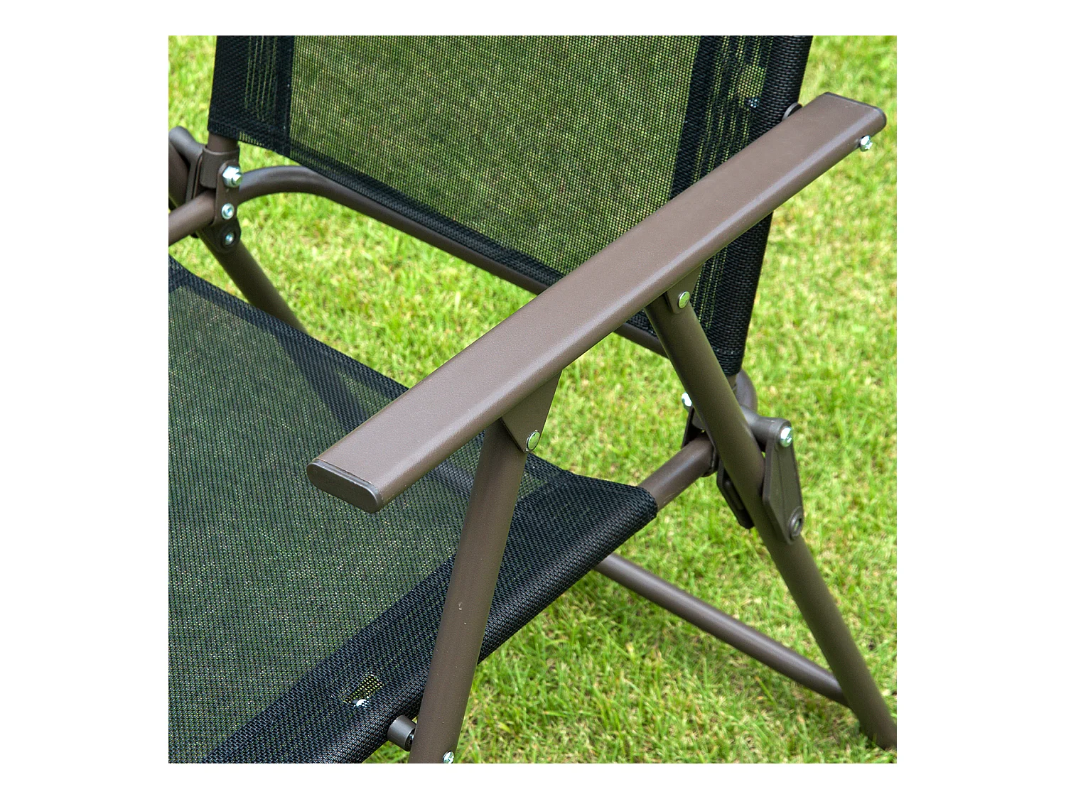 Ensemble salon de jardin 6 pcs - table ronde + 4 chaises pliables + parasol - acier époxy café textilène polyester noir