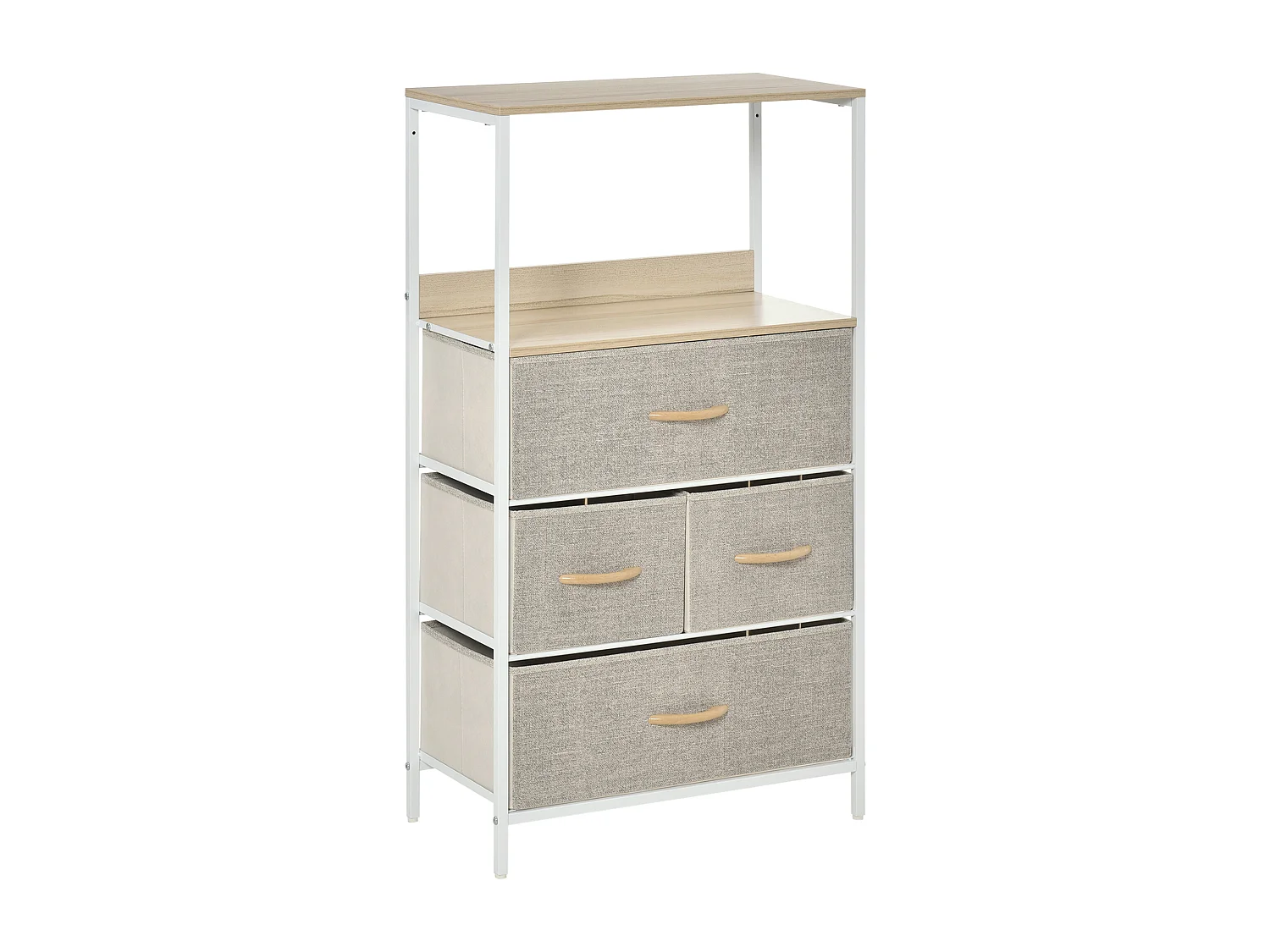 Commode meuble de rangement chiffonnier 4 tiroirs amovibles 1 étagère 58 x 29 x 103 cm gris blanc