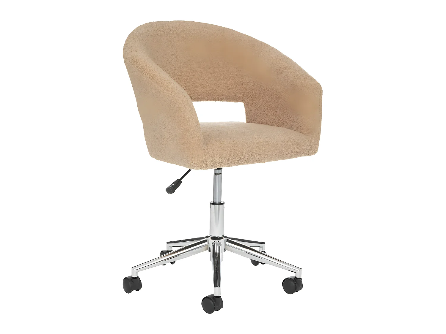 Chaise de bureau tissu Beige à bouclettes et pieds en métal