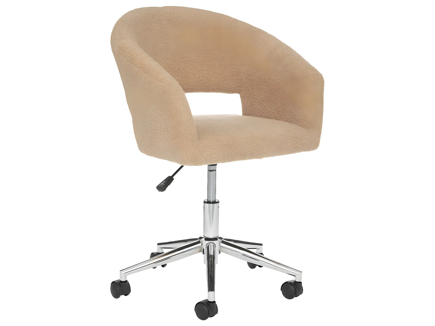 Chaise de bureau tissu Beige à bouclettes et pieds en métal