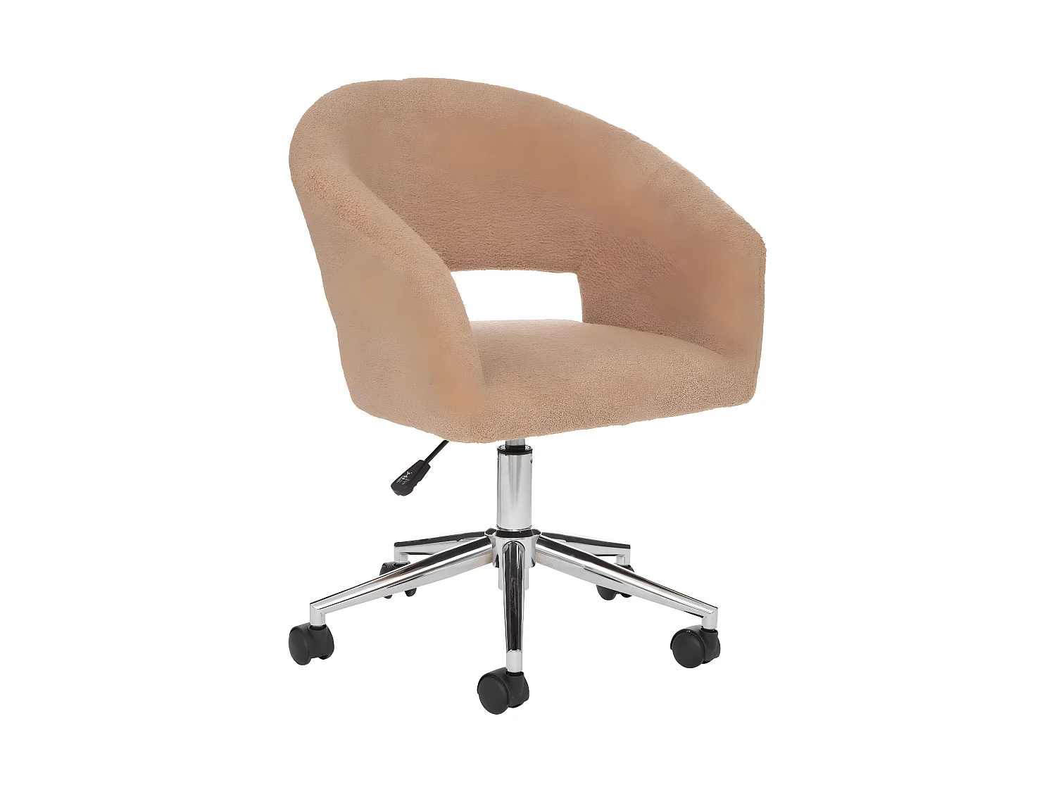 Chaise de bureau tissu Beige à bouclettes et pieds en métal