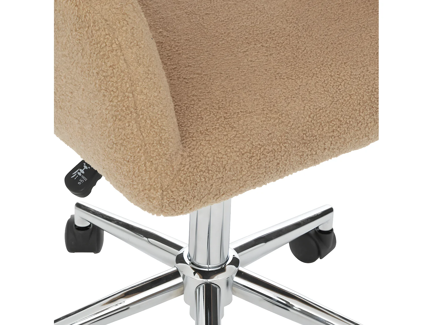 Chaise de bureau tissu Beige à bouclettes et pieds en métal