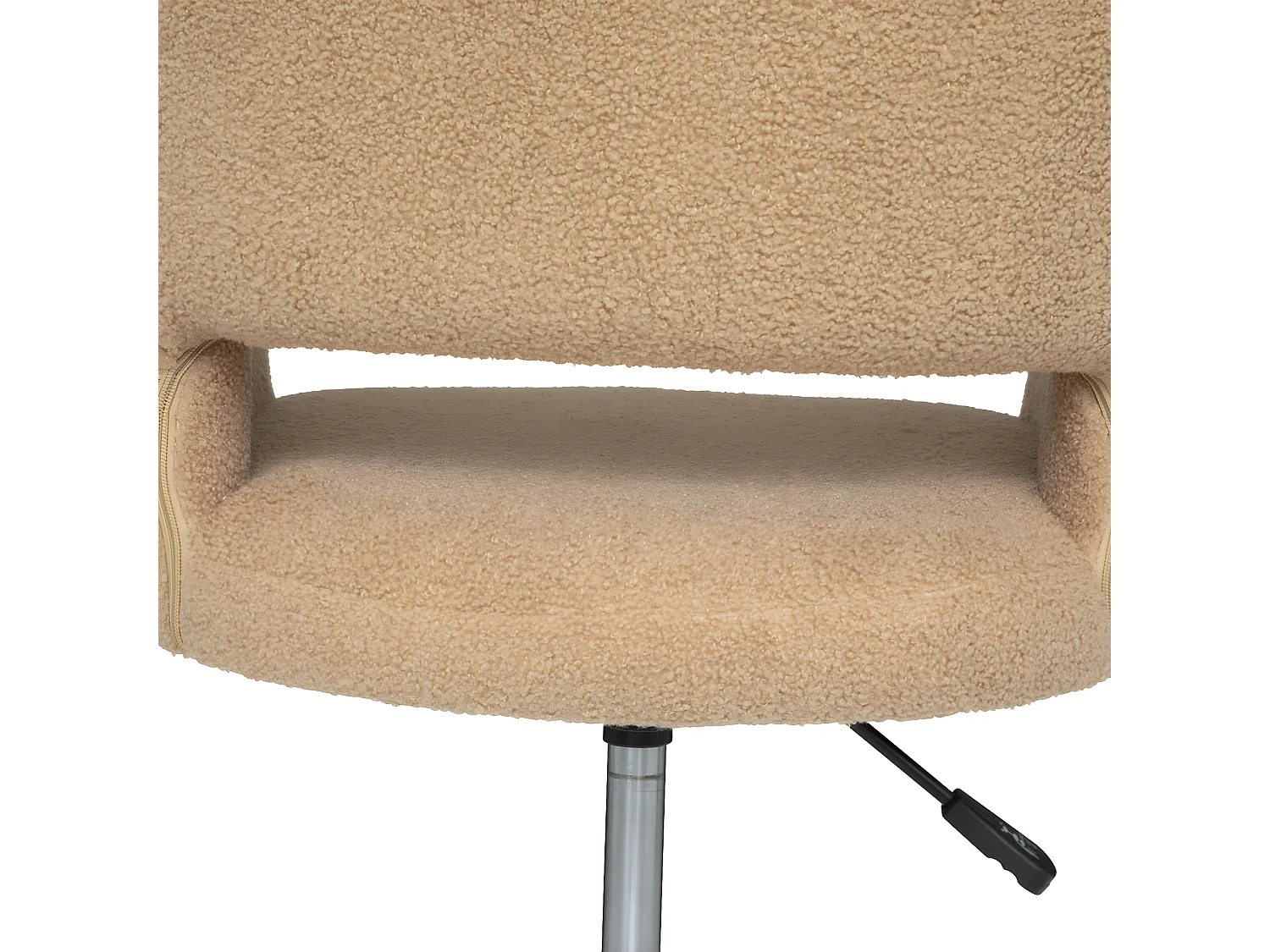 Chaise de bureau tissu Beige à bouclettes et pieds en métal