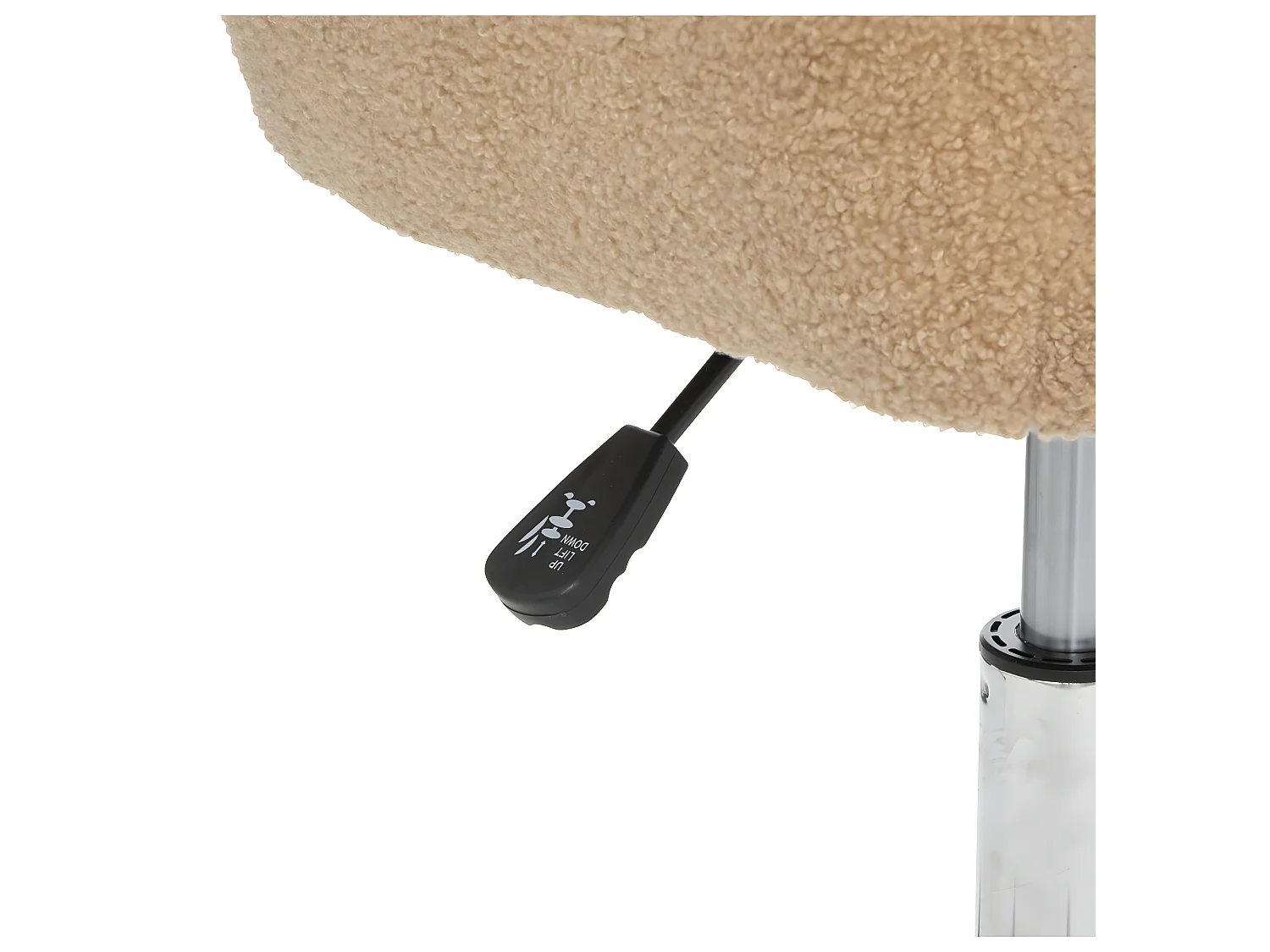 Chaise de bureau tissu Beige à bouclettes et pieds en métal