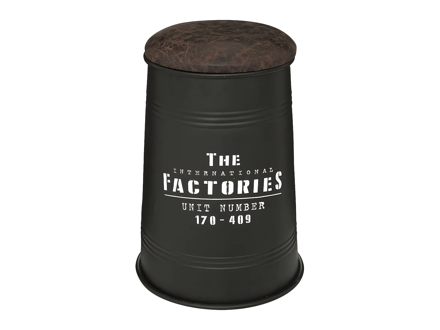 Pouf Bidon avec Coffre de rangement en Métal Noir style industriel