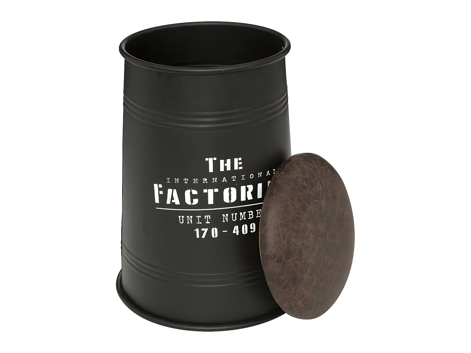 Pouf Bidon avec Coffre de rangement en Métal Noir style industriel