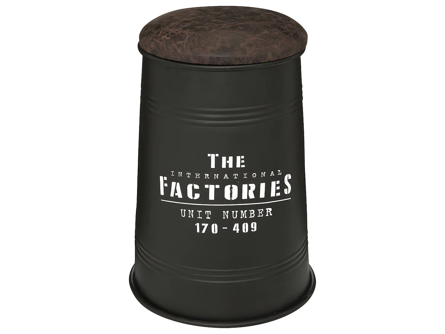 Pouf Bidon avec Coffre de rangement en Métal Noir style industriel