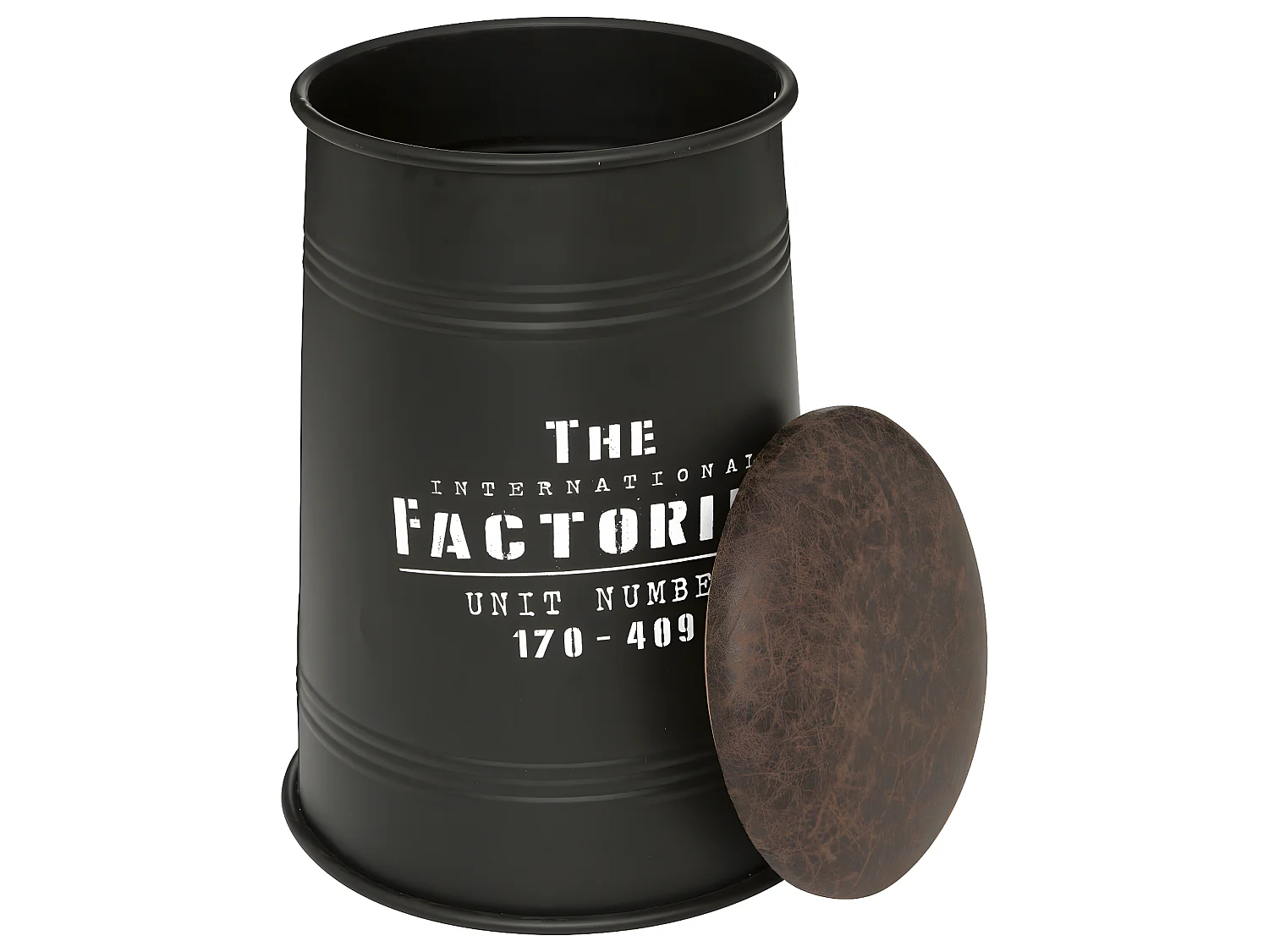 Pouf Bidon avec Coffre de rangement en Métal Noir style industriel