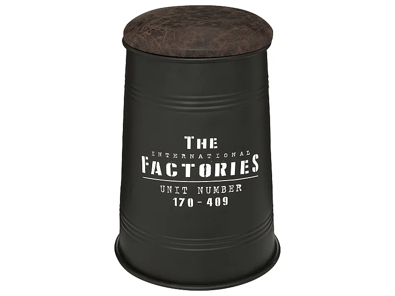 Pouf Bidon avec Coffre de rangement en Métal Noir style industriel